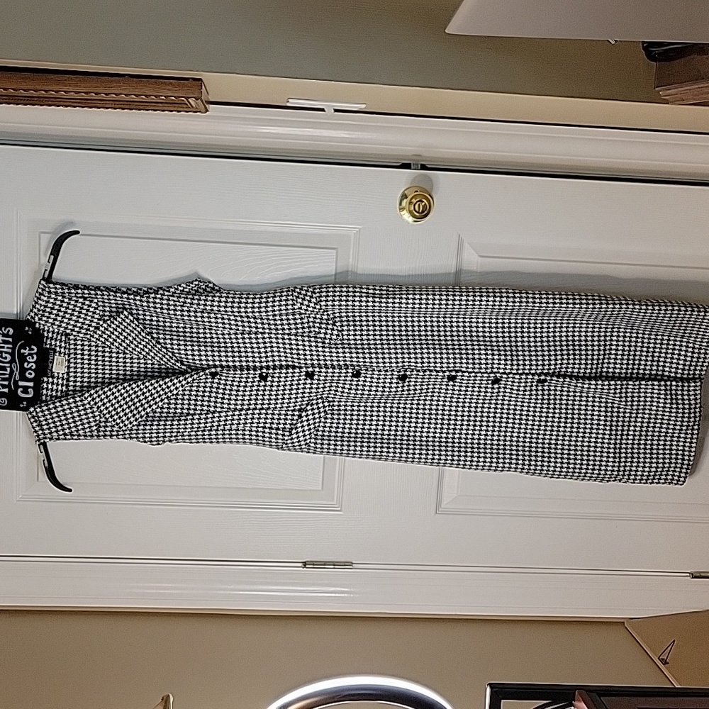 My Michelle Dress Sleeveless 7/8 Houndstooth Maxi Black White